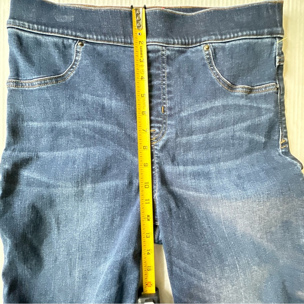 SPANX High Rise Dip Dye Colorblock Raw Hem Crop Flare Pull On Jeans Large - Picture 7 of 10